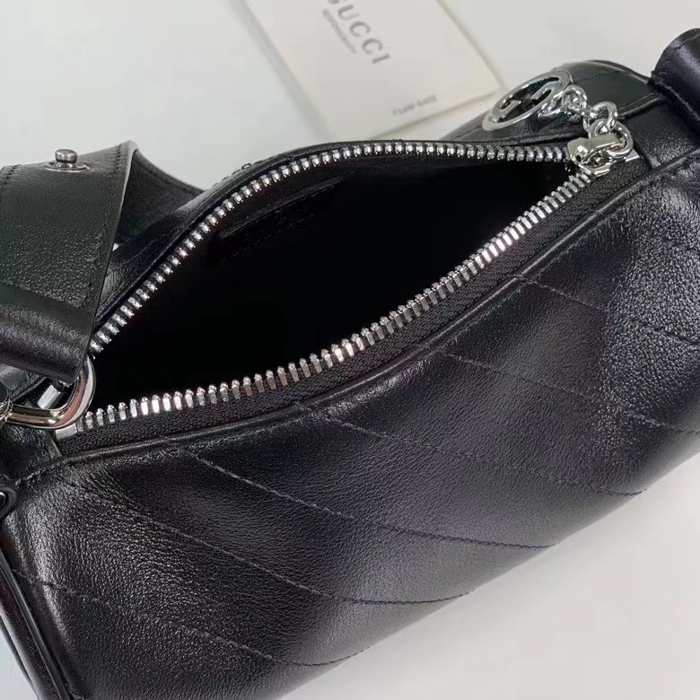 Gucci Women GG Blondie Mini Shoulder Bag Round Interlocking G Black Leather (11)