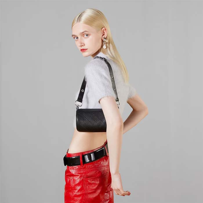 Gucci Women GG Blondie Mini Shoulder Bag Round Interlocking G Black Leather (13)