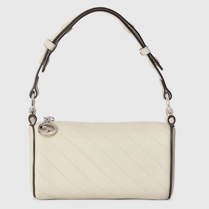 Gucci Women GG Blondie Mini Shoulder Bag Round Interlocking G White Leather