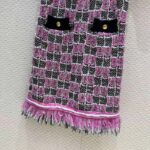Gucci Women GG Cotton Dress Black Pink Blend Double G Buttons Intarsia Crewneck Short Sleeves - Image 5