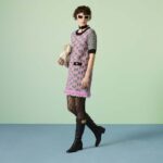 Gucci Women GG Cotton Dress Black Pink Blend Double G Buttons Intarsia Crewneck Short Sleeves - Image 11