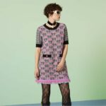 Gucci Women GG Cotton Dress Black Pink Blend Double G Buttons Intarsia Crewneck Short Sleeves - Image 12