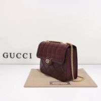 Gucci Women GG Deco Small Shoulder Bag Dark Red Leather Two-Toned Vintage Interlocking G (2)