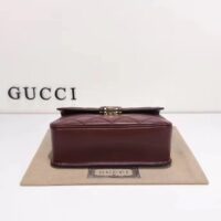 Gucci Women GG Deco Small Shoulder Bag Dark Red Leather Two-Toned Vintage Interlocking G (2)