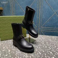 Gucci Women GG Gucci Boot Black Leather Rubber Sole Mid 8.9 CM Heel (2)