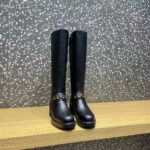 Gucci Women GG Gucci Boot Black Leather Rubber Sole Side Zip Closure Flat 2.3 CM Heel - Image 9