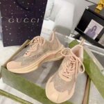 Gucci Women GG Gucci Run GG Crystal Mesh Sneaker Pink Suede Mid 6 CM Heel – Image 5