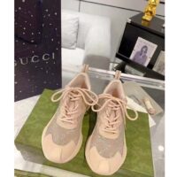 Gucci Women GG Gucci Run GG Crystal Mesh Sneaker Pink Suede Mid 6 CM Heel (5)