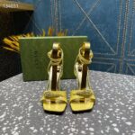 Gucci Women GG High-Heel Sandal Hardware Yellow Patent Leather Square Toe Geometric-Shaped Heel – Bild 5