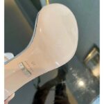 Gucci Women GG High Heeled Metallic Sandal Silver Leather Ankle Strap Metal Double G Buckle Crystals - Image 10