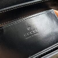 Gucci Women GG Horsebit 1955 Mini Round Shoulder Bag Black Leather Cotton Linen Lining (6)