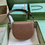 Gucci Women GG Horsebit 1955 Mini Round Shoulder Bag Brown Leather Cotton Linen Lining – Image 3