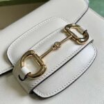 Gucci Women GG Horsebit 1955 Mini Round Shoulder Bag White Leather Cotton Linen Lining - Bild 6