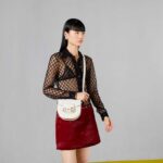 Gucci Women GG Horsebit 1955 Mini Round Shoulder Bag White Leather Cotton Linen Lining - Bild 11