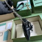 Gucci Women GG Horsebit Chain Small Shoulder Bag Black Quilted Leather Maxi Horsebit - Image 6