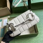 Gucci Women GG Horsebit Chain Small Shoulder Bag White Quilted Leather Maxi Horsebit - Image 6