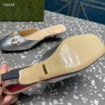 Gucci Women GG Horsebit Mule Silver Metallic Leather Crystals Leather Sole Low-Heel - immagine 10