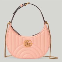 Gucci Women GG Marmont Matelassé Mini Bag Peach Matelassé Round Vertical Leather (11)