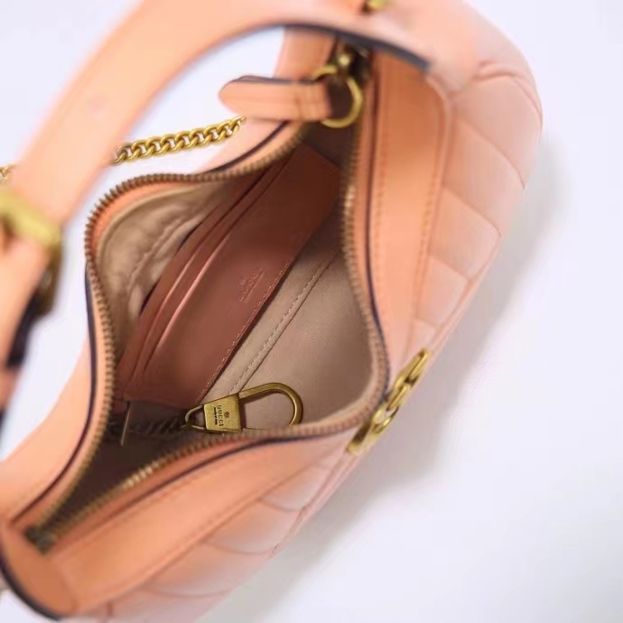Gucci Women GG Marmont Matelassé Mini Bag Peach Matelassé Round Vertical Leather (3)