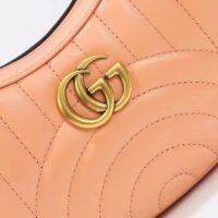 Gucci Women GG Marmont Matelassé Mini Bag Peach Matelassé Round Vertical Leather (11)