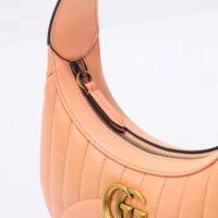 Gucci Women GG Marmont Matelassé Mini Bag Peach Matelassé Round Vertical Leather (11)
