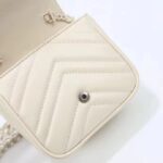 Gucci Women GG Marmont Matelassé Mini Shoulder Bag White Chevron Leather Double G - Image 9