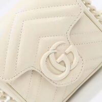 Gucci Women GG Marmont Matelassé Mini Shoulder Bag White Chevron Leather Double G (9)