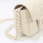 Gucci Women GG Marmont Matelassé Mini Shoulder Bag White Chevron Leather Double G - Image 8