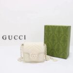 Gucci Women GG Marmont Matelassé Mini Shoulder Bag White Chevron Leather Double G - Image 2