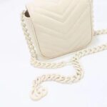 Gucci Women GG Marmont Matelassé Mini Shoulder Bag White Chevron Leather Double G - Image 3