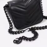 Gucci Women GG Marmont Matelassé Shoulder Bag Black Chevron Leather Double G - Image 7