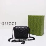 Gucci Women GG Marmont Matelassé Shoulder Bag Black Chevron Leather Double G - Image 3