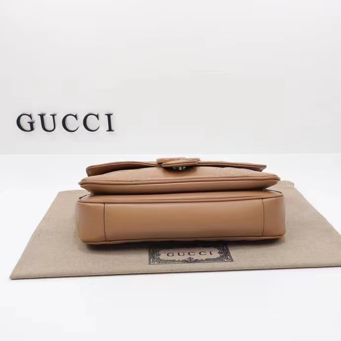 Gucci Women GG Marmont Matelassé Shoulder Bag Rose Pink Chevron Leather Double G (1)