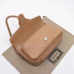 Gucci Women GG Marmont Matelassé Shoulder Bag Rose Pink Chevron Leather Double G - Image 8