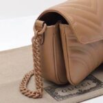 Gucci Women GG Marmont Matelassé Shoulder Bag Rose Pink Chevron Leather Double G - Image 7