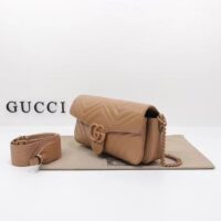 Gucci Women GG Marmont Matelassé Shoulder Bag Rose Pink Chevron Leather Double G (8)