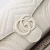 Gucci Women GG Marmont Matelassé Shoulder Bag White Chevron Leather Double G (10)