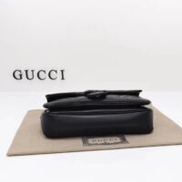 Gucci Women GG Marmont Shoulder Bag Matelassé Chevron Leather Double G Black (8)