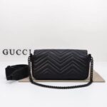 Gucci Women GG Marmont Shoulder Bag Matelassé Chevron Leather Double G Black - Bild 3