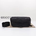 Gucci Women GG Marmont Shoulder Bag Matelassé Chevron Leather Double G Black - Bild 2