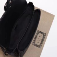 Gucci Women GG Marmont Shoulder Bag Matelassé Chevron Leather Double G Black (8)