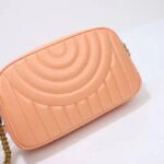 Gucci Women GG Marmont Shoulder Bag Peach Matelassé Round Vertical Leather Double G - Image 5