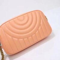 Gucci Women GG Marmont Shoulder Bag Peach Matelassé Round Vertical Leather Double G (8)