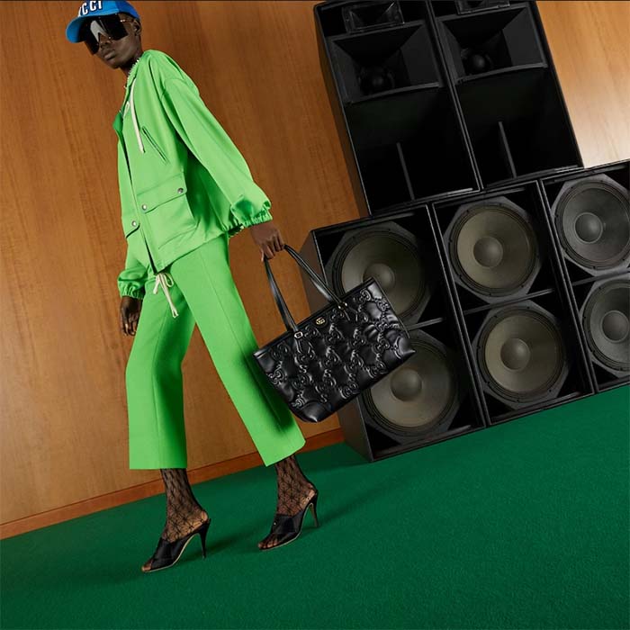 Gucci Women GG Matelassé Medium Tote Black GG Leather Double G (10)