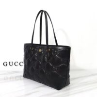 Gucci Women GG Matelassé Medium Tote Black GG Leather Double G (5)