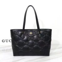 Gucci Women GG Matelassé Medium Tote Black GG Leather Double G (5)