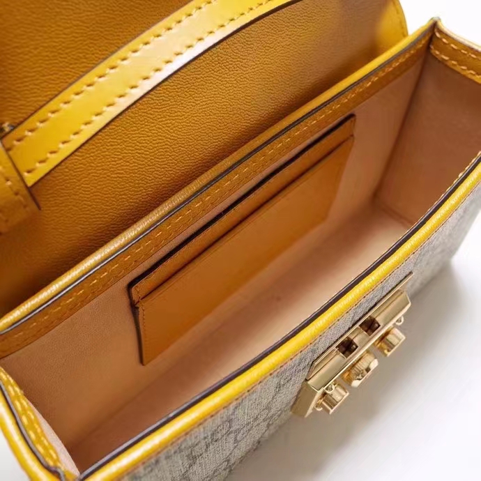 Gucci Women GG Padlock Mini Bag Beige Ebony GG Supreme Canvas Lock Closure (10)
