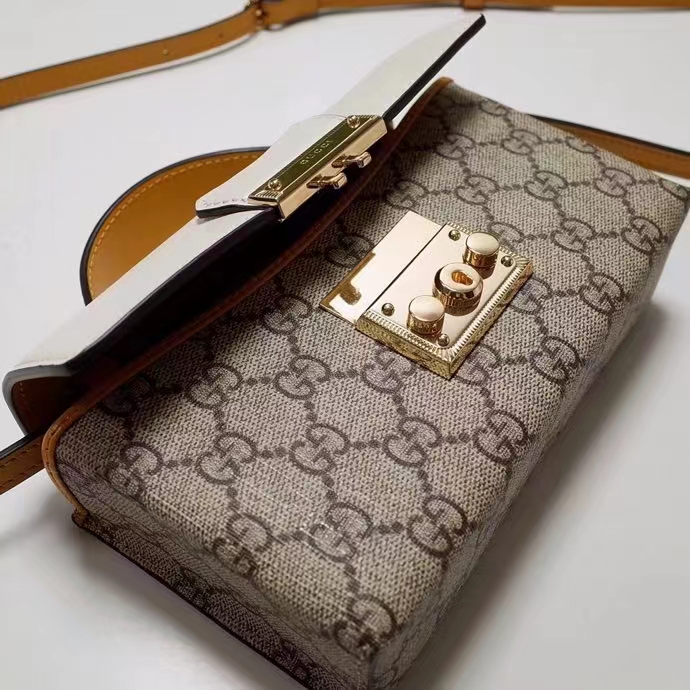 Gucci Women GG Padlock Mini Bag Beige Ebony GG Supreme Canvas Lock Closure (4)