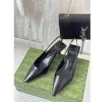 Gucci Women GG Slingback Pump Black Leather Interlocking G Square Upper Mid-Heel - Bild 6