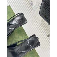 Gucci Women GG Slingback Pump Black Leather Interlocking G Square Upper Mid-Heel (1)